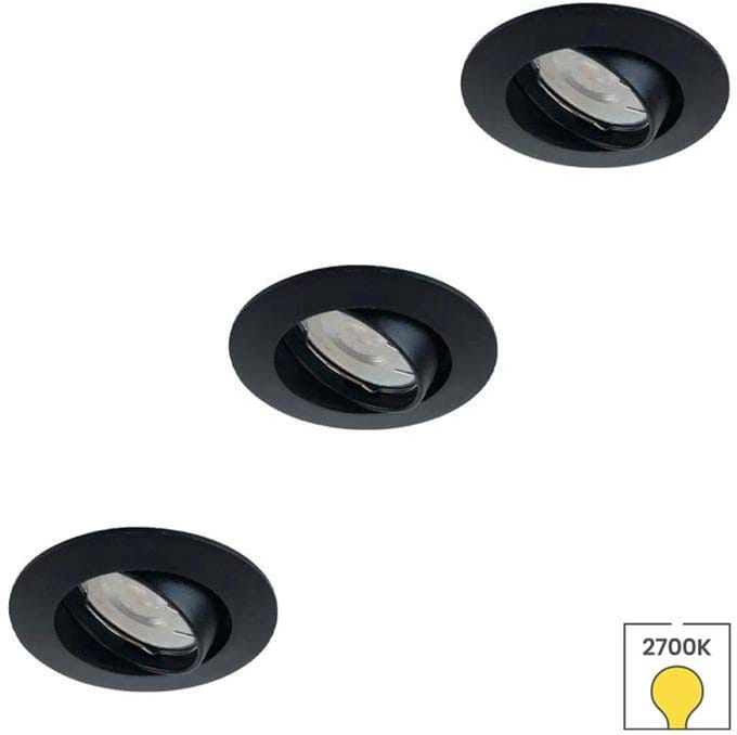Lybardo - Inbouwspots extra klein 3-pack - Kantelbaar + LED Spot 3W - Warmwit Licht