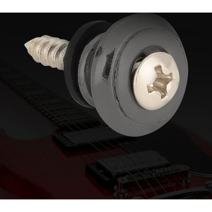 10 Pièces Bouton de Blocage de Sangle de Guitare Métal Bouton de Sangle avec Vis pour Ukulélé Basse Électrique(Noir) black