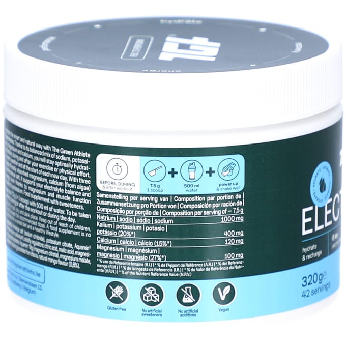 The Green Athlete Electrolytes Mango 320 Poeder