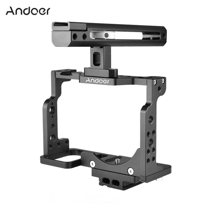 C15-B camerakooi + tophandgreepset van aluminiumlegering met Cold Shoe Mount Compatibel met Nikon zwart