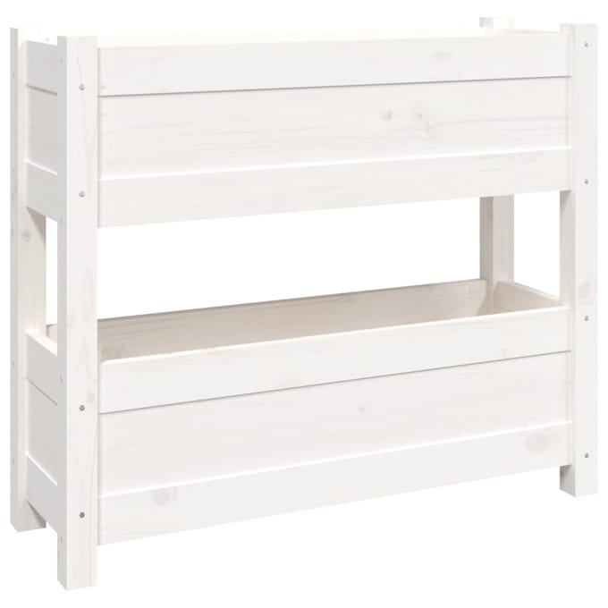 vidaXL - Plantenbak - 77x25x66 - cm - massief - grenenhout - wit