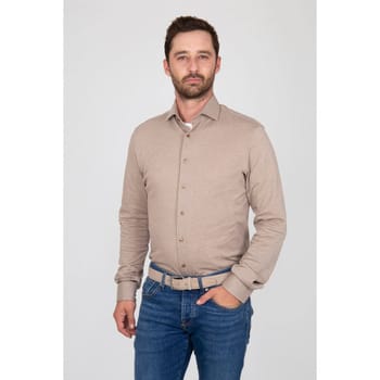 Suitable Overhemd Pique Beige - Maat 43 - Heren - Casual Shirt