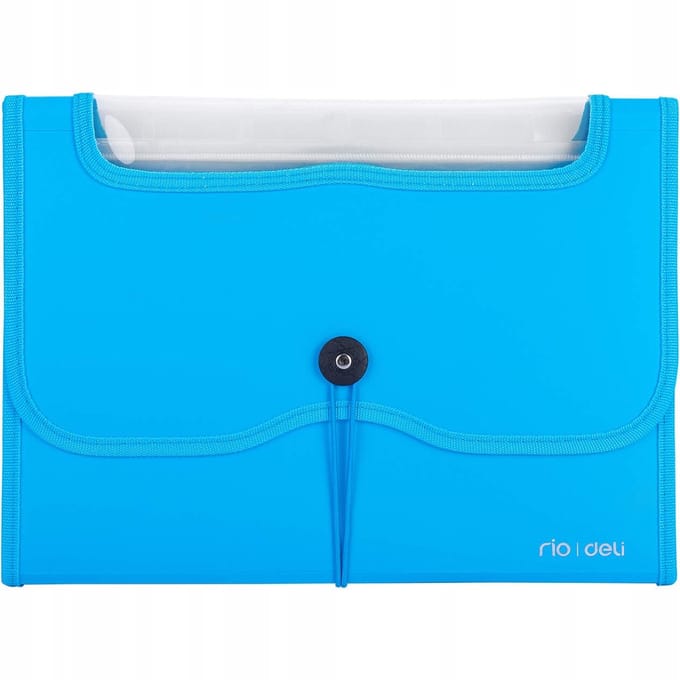 Deli Rio Map met Elastiek, 13 Vakken, Blauw, A4
