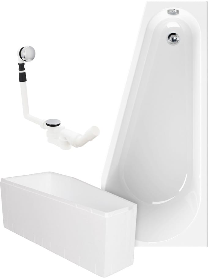 Calmwaters Essential Small - Badkuip - 160 x 70 cm - Links - Set badkuipdragers