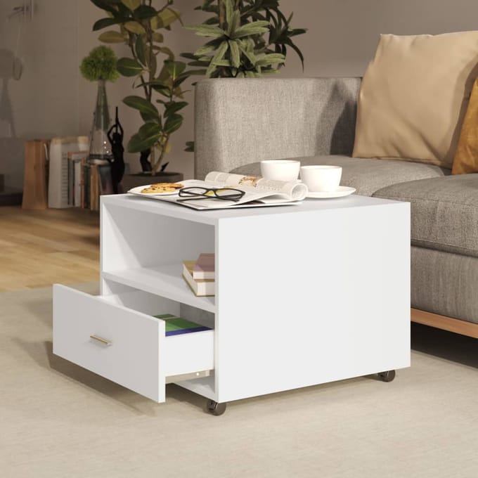 vidaXL - Salontafel - 55x55x40 - cm - bewerkt - hout - wit