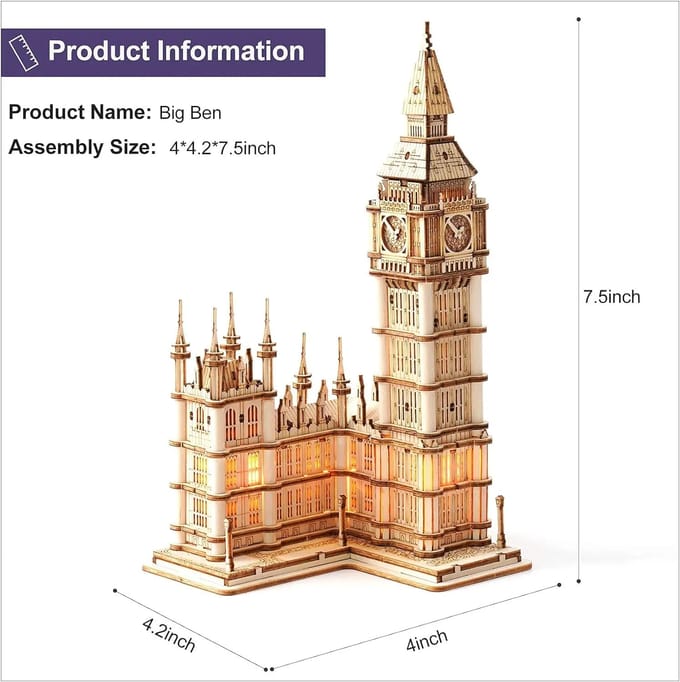 Robotime Big Ben- Modelbouw - DIY Miniatuur Bouwpakket - Knutselen - Miniatuurhuisje