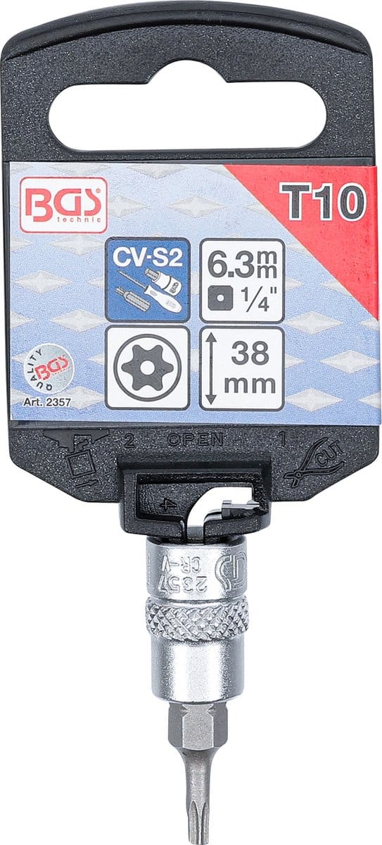 BGS Dopsleutelbit 1/4 Torx met boring T10
