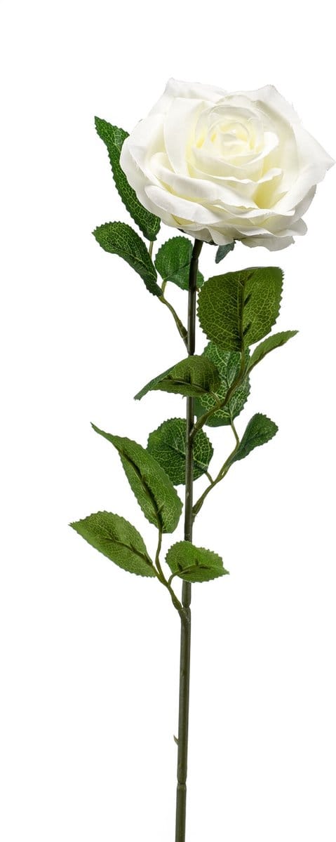 Emerald - Kunstbloem Roos Marleen 63cm crème - Kunstplant voor binnen
