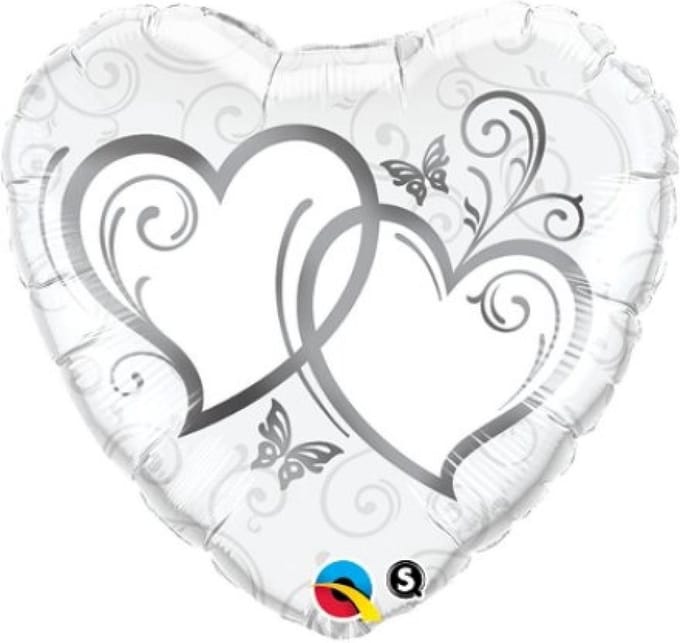 Qualatex - Folieballon - Hart - Verstrengelde harten - Zonder vulling - 43cm