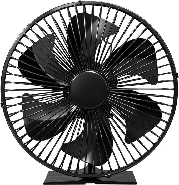 White-Label® Houtkachel Ventilator - Ventilatorkachel - Haard - Zwart