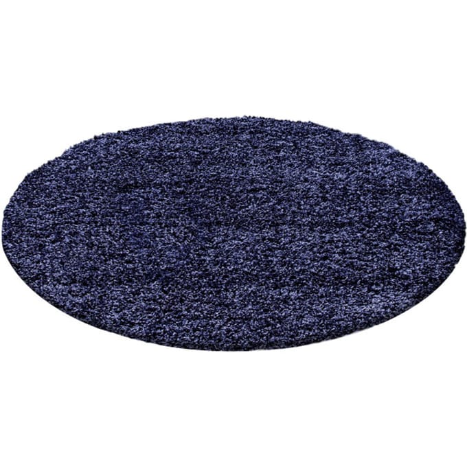 Muratap Basic shaggy vloerkleed donker blauw hoogpolig- 160 cm rond