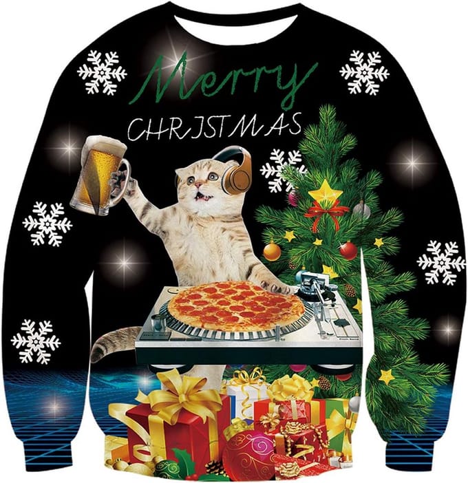 Uniseks Grappig Kerst T-shirt met Lange Mouwen en 3D Print