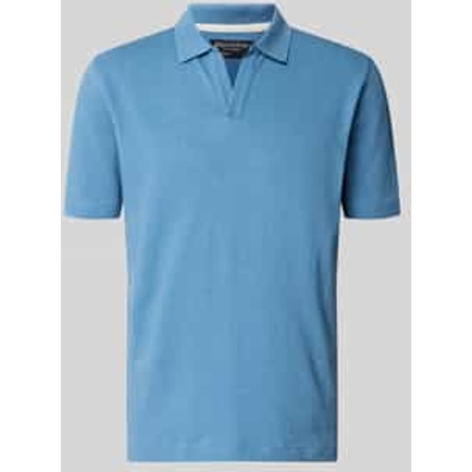 regular fit poloshirt van mix van katoen en linnen