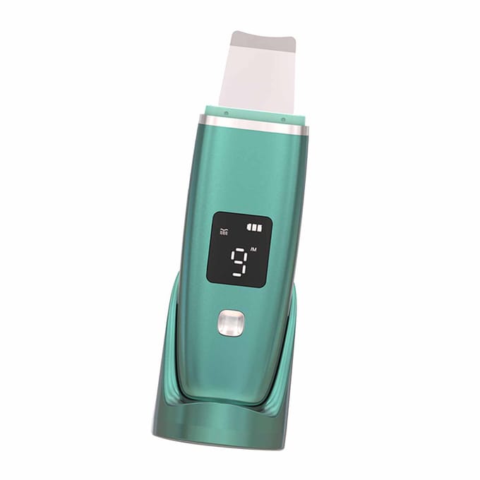 Spatule exfoliante pour le visage, ionique positive, vibration, éliminateur de points noirs, 4 modes, rechargeable vert