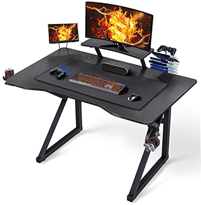 Ergonomisch Gamingbureau met Monitorhouder en Bekerhouder - 110x70 cm