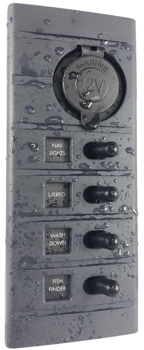 Connex 4-voudig 12V Schakelpaneel met zekeringen, verlichting en plug