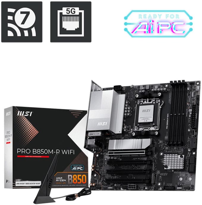 MSI 7E71-001R Moederbord Socket AMD AM5 Vormfactor Micro-ATX Moederbord chipset AMD® B850