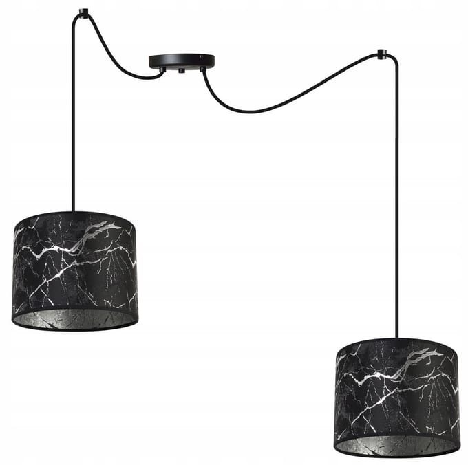 Light-Home WERONA – Hanglamp – 2-lichts – Zwart/Zilver – Metalen Constructie – Verstelbare Hoogte