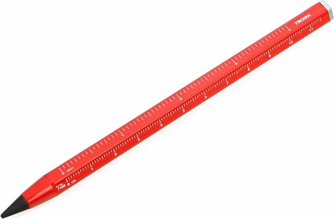 Troika Multitasking potlood met CONSTRUCTION-look liniaal (ROOD)