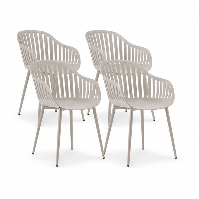 DS4U® - Harry tuinstoel - Set van 4 - Beige - Kunststof - Kuipstoel