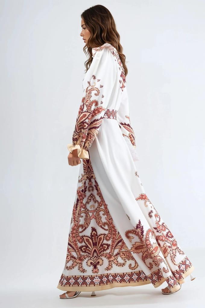 Paisley Print Maxi Jurk met Strikdetail