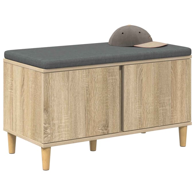 vidaXL - Hallenbank - Sonoma - Eik - 80 - x - 38 - x - 46 - cm - Geengineerd - Hout - en - Stof