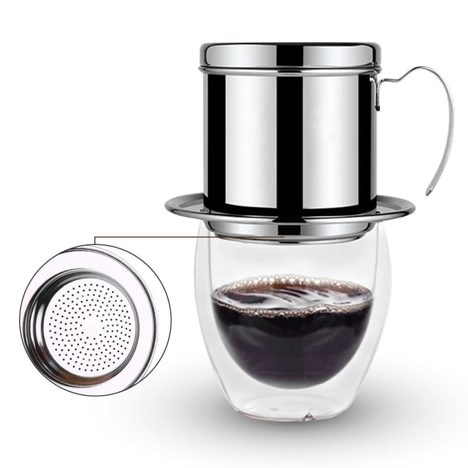 RVS Kopje Vietnamese Koffie Druppel Filter Maker Phin Infuser Zilver zilver