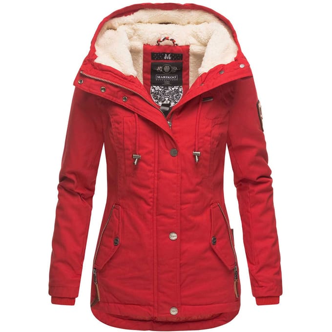 Marikoo dames winterjas met teddyfleece voering & capuchon