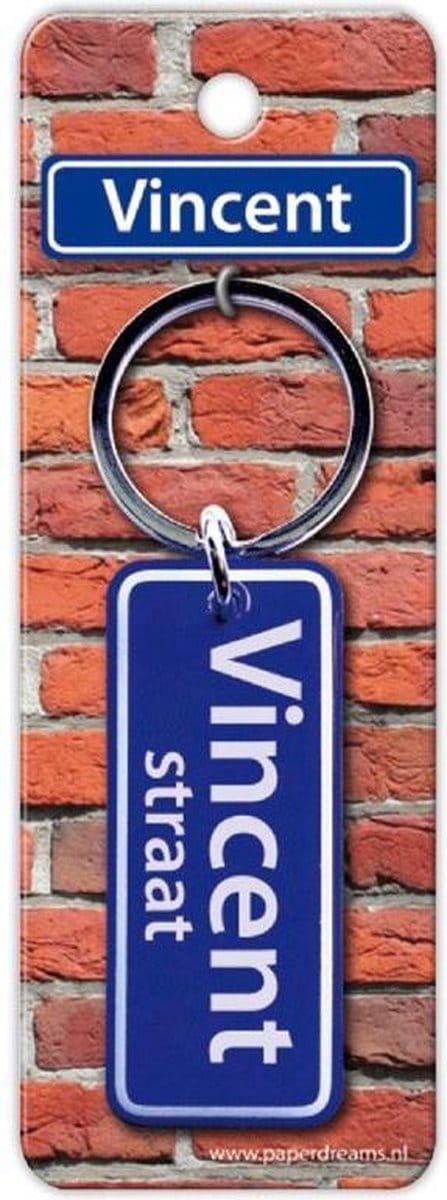 Paper Dreams Sleutelhanger Straatnaam Vincent 9 Cm Staal Blauw