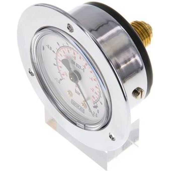 -1..0 Bar Paneelmontage Manometer Staal/Messing 50 mm Klasse 2.5 (Voorflens) - MW-1050SH-FP