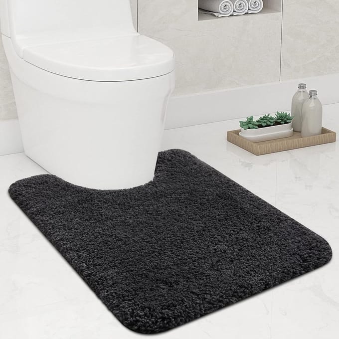 Zachte antislip mat voor toilet met uitsparing 51 x 61 cm - Donkergrijs