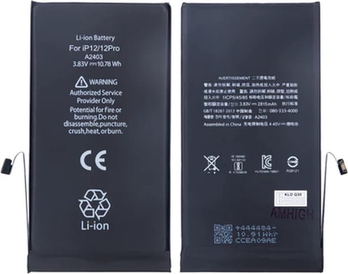 iPhone 12/12 Pro Batterij TI-Chip – Premium – Zwart