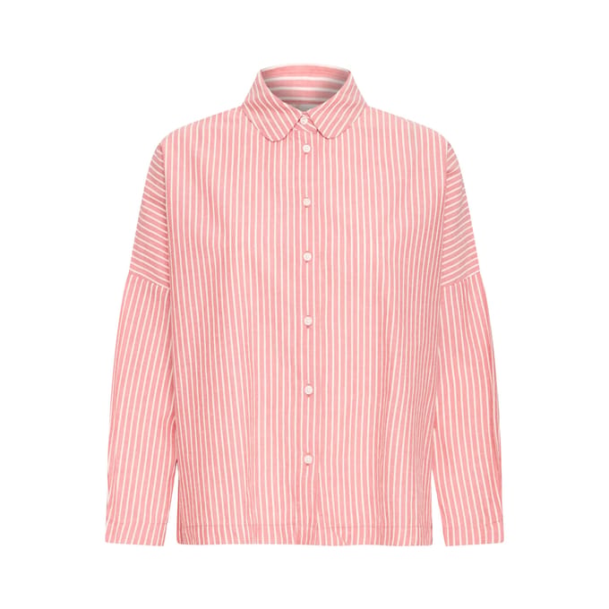 Ichi IHGILEY SH Dames Blouse - BIRCH / PINK STRIPE