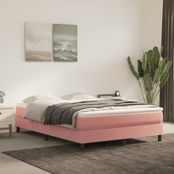 vidaXL - Pocketveringmatras - medium - 140x210x20 - cm - fluweel - roze