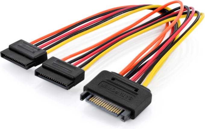 Digitus Computer, Stroom Kabel [2x SATA-stroombus - 1x SATA-stroomstekker] 30.00 cm Bont