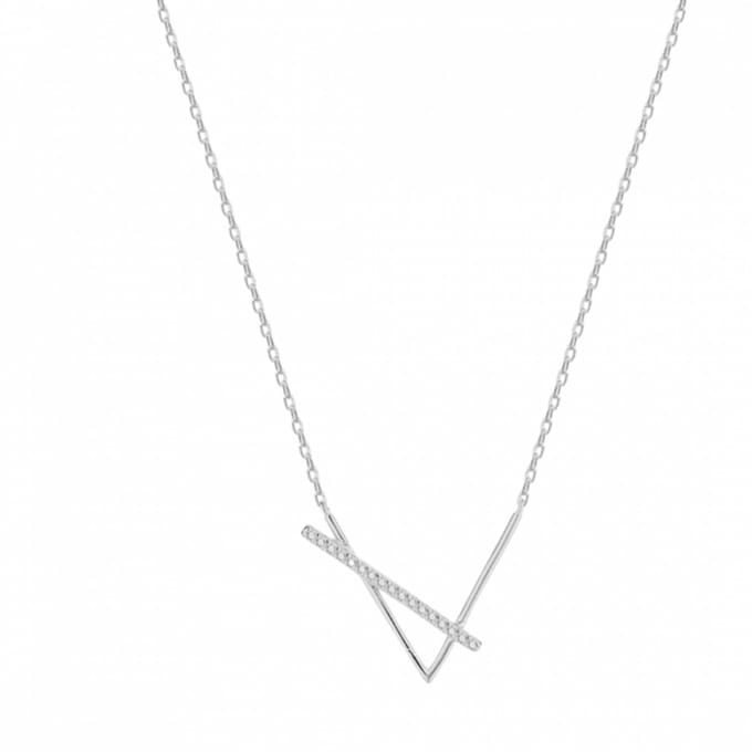 Ketting zilver driehoek zirkonia - Charme Bijoux