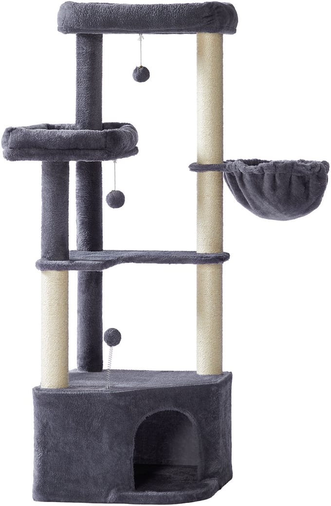 Feandrea - Krabpaal - Kattenboom - Voor Katten - Grote Knuffelgrot - Meerdere Platforms en Hangmat