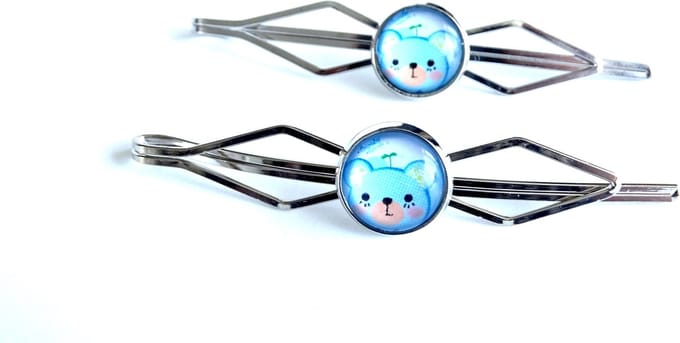 2 Love it Babyblue Bear - Schuifspeldjes - Set van 2