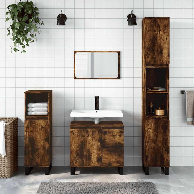 vidaXL Badkamerkast 65x33x60 cm bewerkt hout gerookt eikenkleurig
