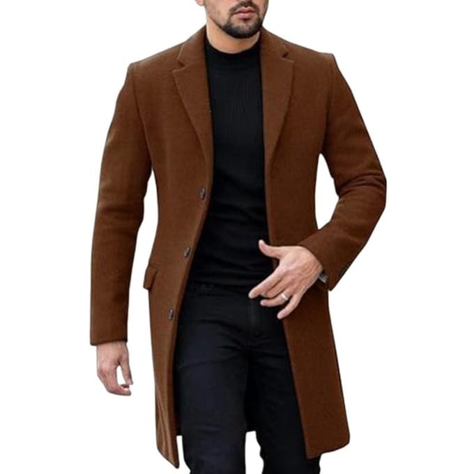 Wollen Jas Herenjas Enkelrijig Cardigan Wollen Jas L black