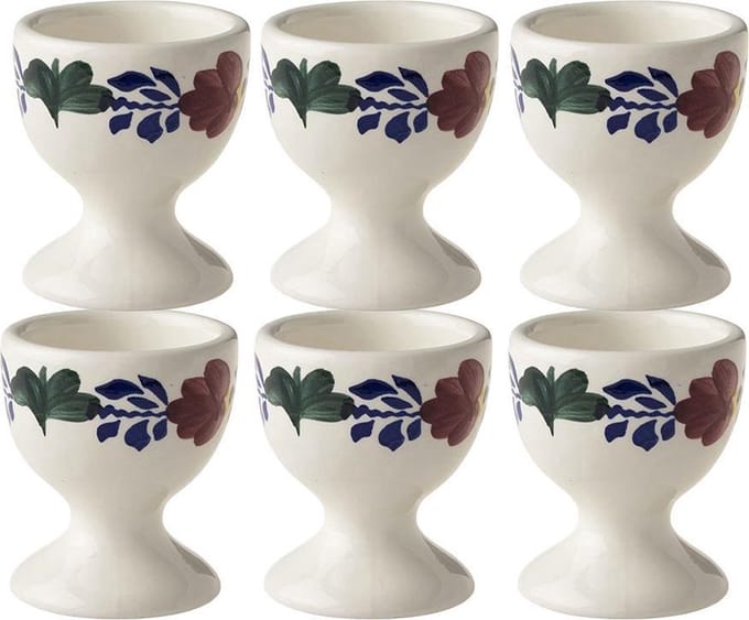 Eierdopjes Boerenbont Aardewerk set van 6 stuks