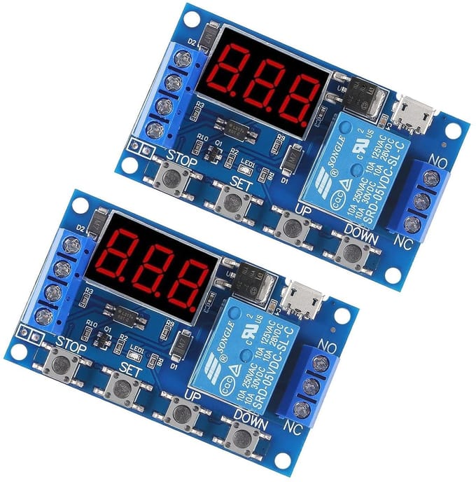 RUNCCI-YUN Tijdrelais 2 Stuks DC 6V-30V Cyclus Vertraagde Timer Module met LED Display