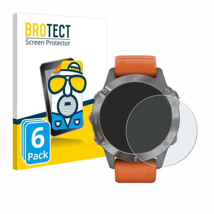 BROTECT - Screenprotector voor Garmin Fenix 6 Pro Solar - Folie Beschermfolie matte 6 Stuks