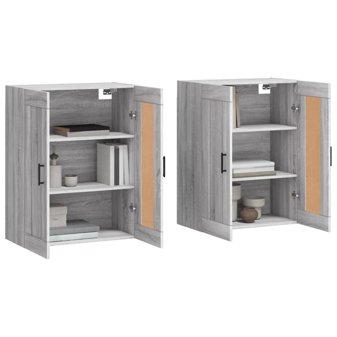 vidaXL - Hangkasten - 2 - st - bewerkt - hout - grijs - sonoma - eikenkleurig