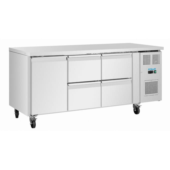 Polar U-serie Counter Fridge 4 Drawers & 1 Door
