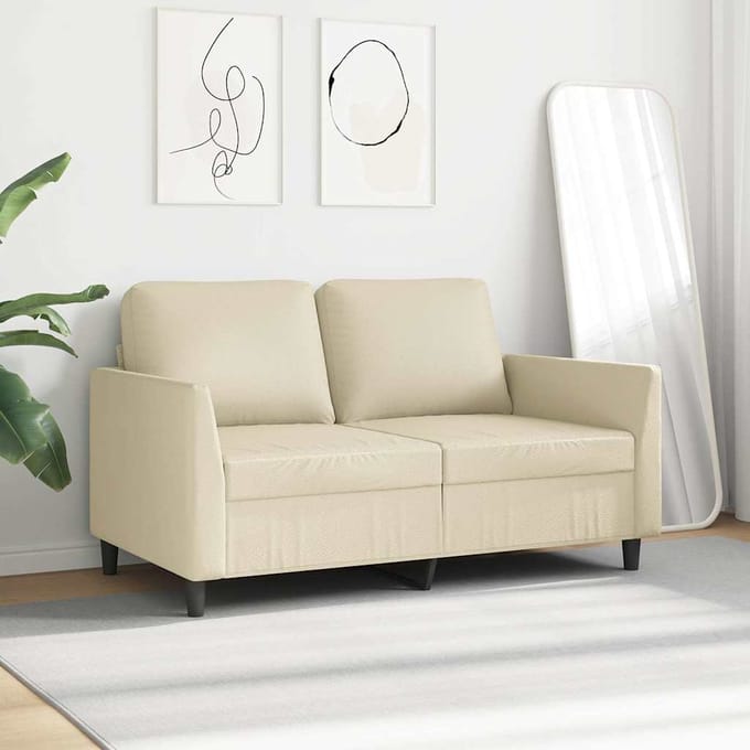 vidaXL - Tweezitsbank - 120 - cm - kunstleer - crèmekleurig