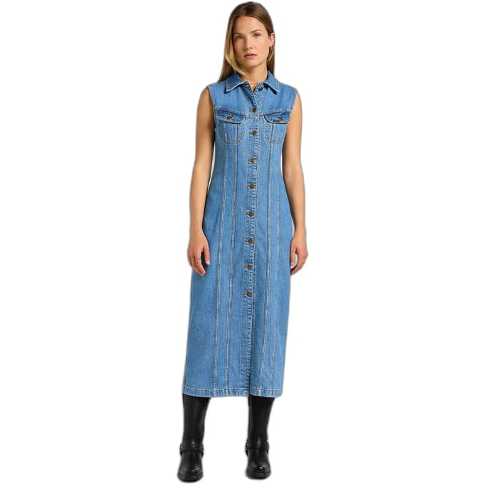Lange slanke denim jurk voor dames Lee