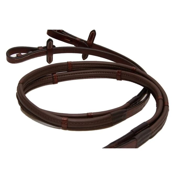 ThinLine - Full Wrapped Engelse Teugels - Anti-Slip Grip - Stud Haak met Stops - 54"/137cm - Donker Bruin