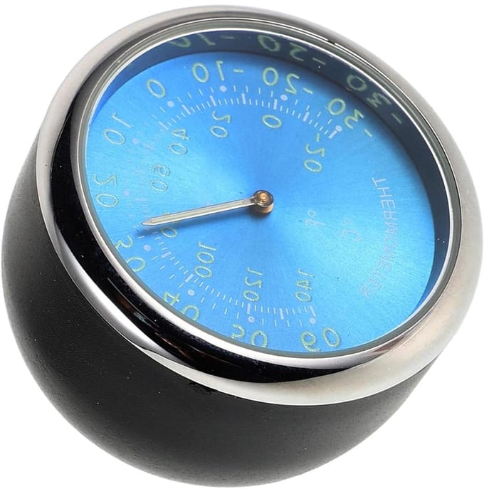Dashboard Thermometer Klok - Auto Interieur Meter - Temperatuur Tijd - Lichtgevend Display - 4 cm - Blauw