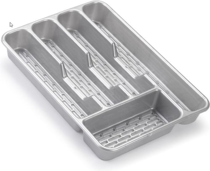 Plasticforte Bestekbak - zilverkleurig - 5-vaks - 24 x 34 x 4 cm - bestekhouder